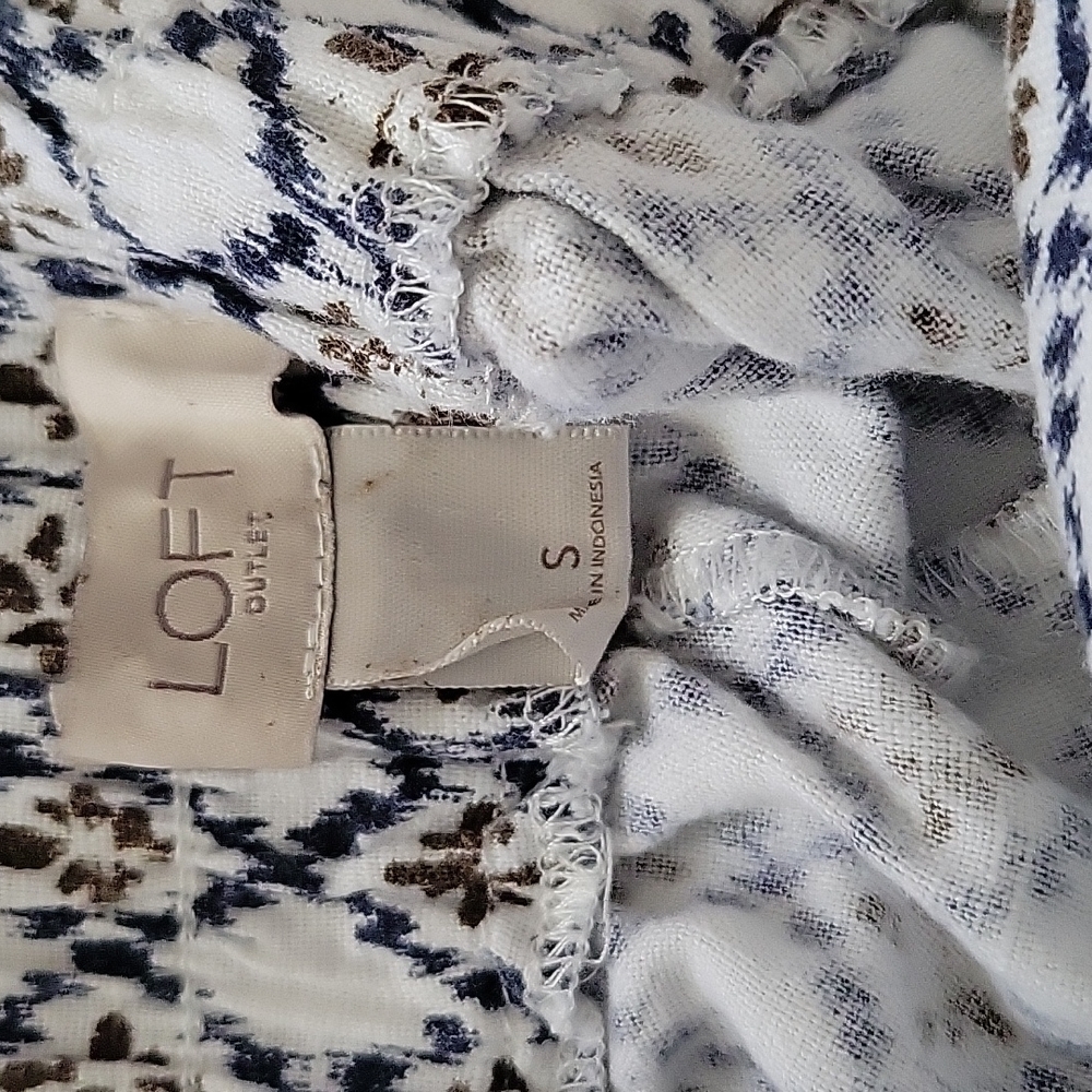 LOFT Linen Blend Geo Circle Skirt S Coastal Preppy Above Knee Pockets - Picture 5 of 11